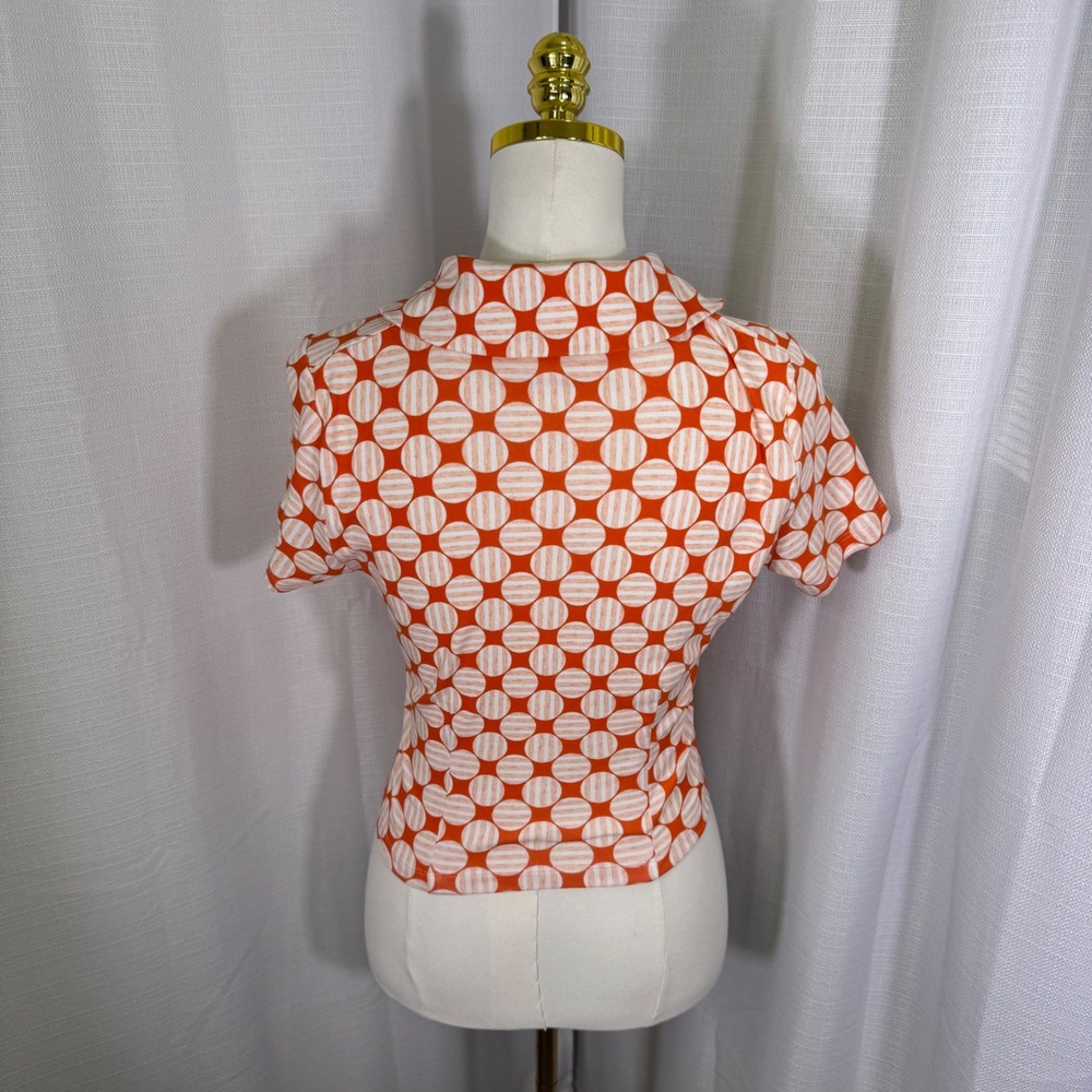 NWOT Maeve Anthropologie Ruched Blouse Button Top Small Retro Polka Dot Y2K - Picture 6 of 16